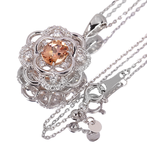 インペリアルトパーズ 約1ct ダイヤモンド 0.2ct プラチナ ネックレス