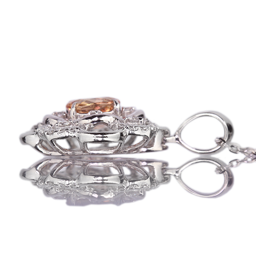 インペリアルトパーズ 約1ct ダイヤモンド 0.2ct プラチナ ネックレス