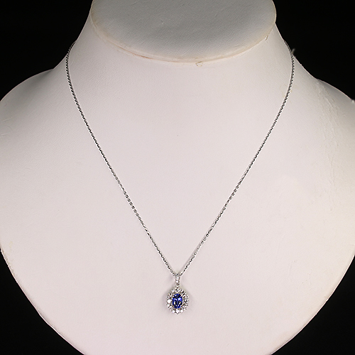 コーンフラワーブルーサファイア 0.8ct ダイヤモンド 0.3ct プラチナ