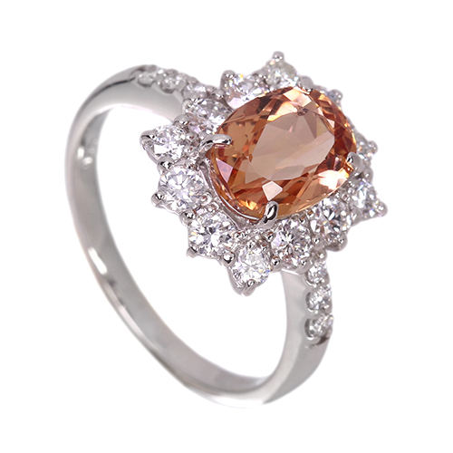 インペリアルトパーズ 約2ct ダイヤモンド 0.7ct プラチナ リング(指輪