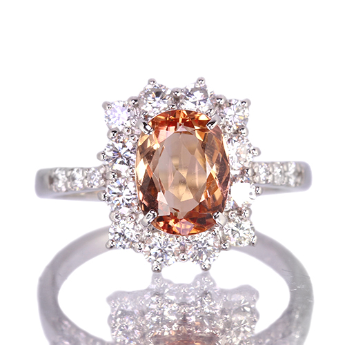 インペリアルトパーズ 約2ct ダイヤモンド 0.7ct プラチナ リング(指輪