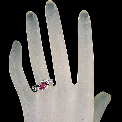 ネオンピンクスピネル 約1ct ダイヤモンド 0.5ct プラチナ リング(指輪