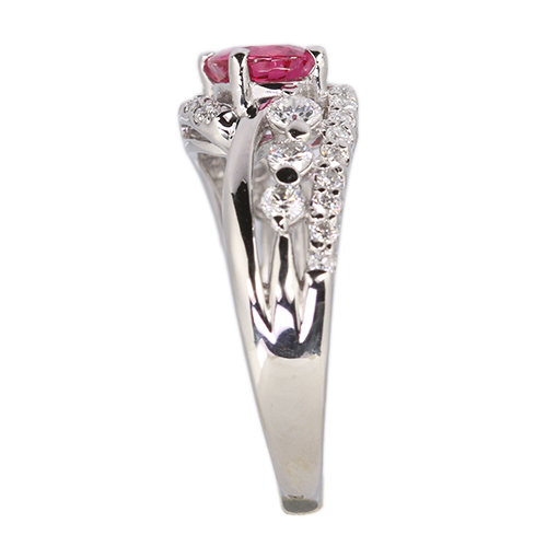 ネオンピンクスピネル 約1ct ダイヤモンド 0.5ct プラチナ リング(指輪