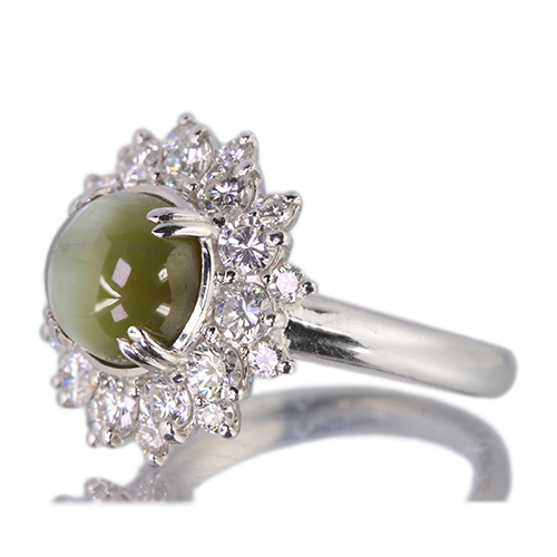 クリソベリルキャッツアイ 5.6ct ダイヤモンド 1.5ct プラチナ リング