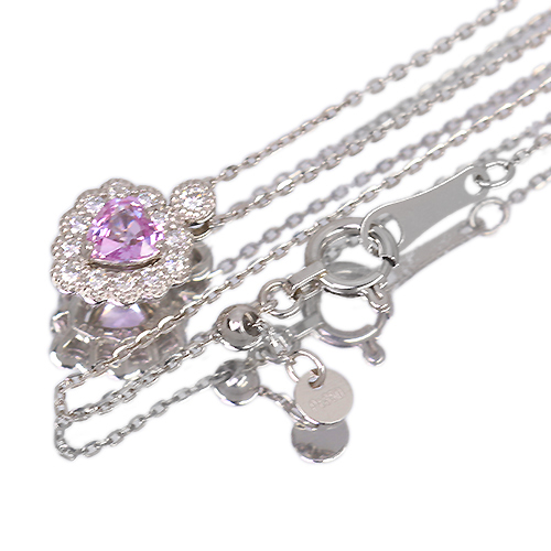 非加熱ハートシェイプピンクサファイア 0.27ct ダイヤモンド プラチナ