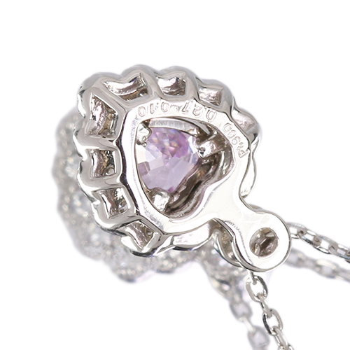 非加熱ハートシェイプピンクサファイア 0.27ct ダイヤモンド プラチナ