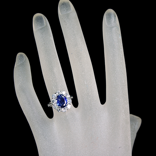 スリランカ産非加熱ブルーサファイア 2ct ダイヤモンド 1.3ct プラチナ