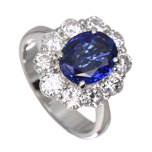 スリランカ産非加熱ブルーサファイア 2ct ダイヤモンド 1.3ct プラチナ