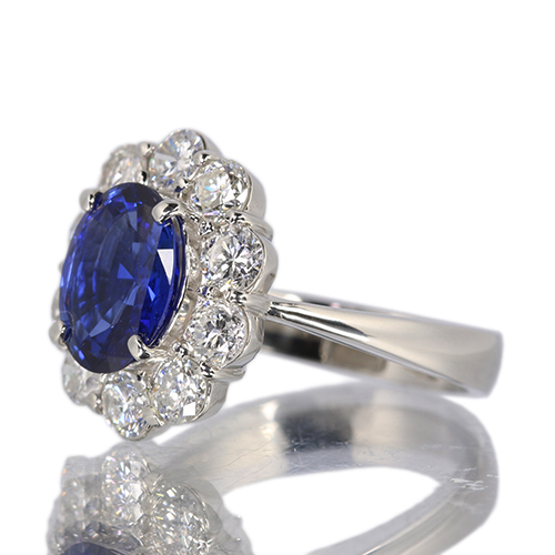 スリランカ産非加熱ブルーサファイア 2ct ダイヤモンド 1.3ct プラチナ