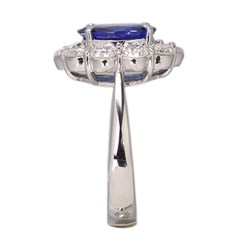 スリランカ産非加熱ブルーサファイア 2ct ダイヤモンド 1.3ct プラチナ