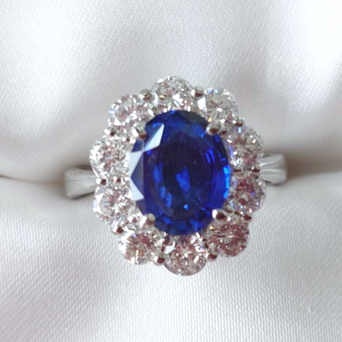 スリランカ産非加熱ブルーサファイア 2ct ダイヤモンド 1.3ct プラチナ