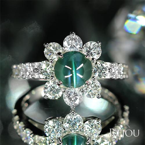 アレキサンドライトキャッツアイ　リング アレキサンドライトキャッツアイ 1.8ct ダイヤモンド 約1.5ct プラチナ