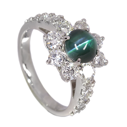 アレキサンドライトキャッツアイ 1.8ct ダイヤモンド 約1.5ct プラチナ