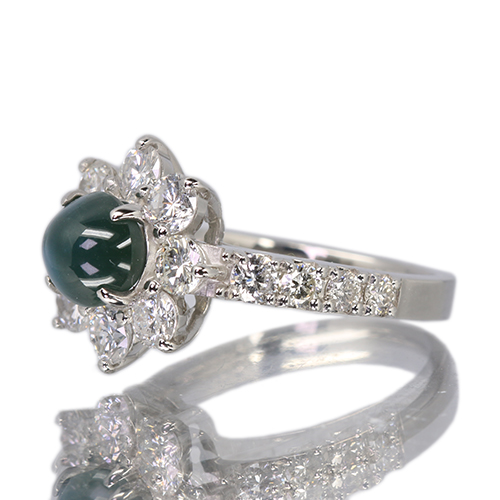 アレキサンドライトキャッツアイ 1.8ct ダイヤモンド 約1.5ct プラチナ