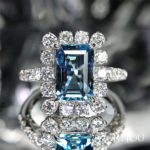 サンタマリアアクアマリン 3.7ct ダイヤモンド 1.4ct プラチナ リング