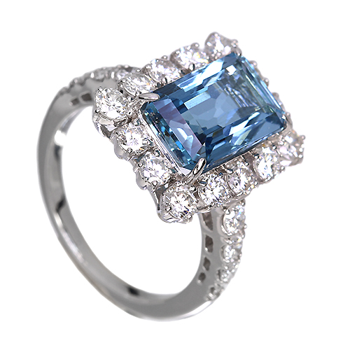 サンタマリアアクアマリン 3.7ct ダイヤモンド 1.4ct プラチナ リング