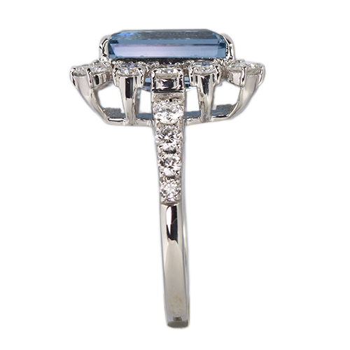 サンタマリアアクアマリン 3.7ct ダイヤモンド 1.4ct プラチナ リング