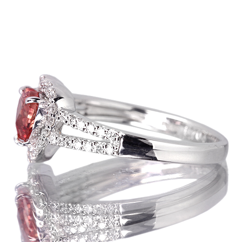ハートシェイプパパラチアサファイア 0.7ct ダイヤモンド プラチナ