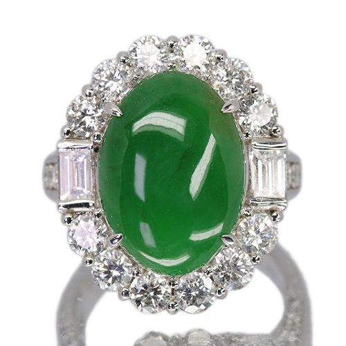 翡翠（ヒスイ） 8.0ct ダイヤモンド 2.8ct プラチナ リング(指輪