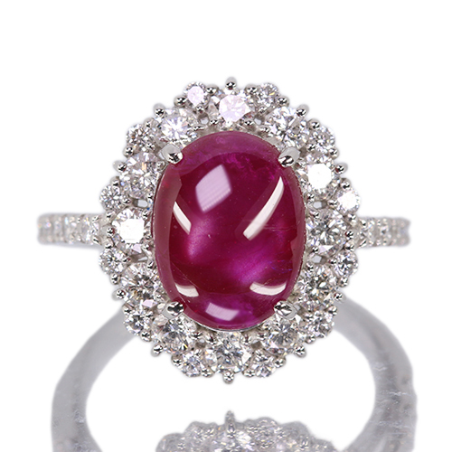 ミャンマー産（ビルマ産）非加熱スタールビー 4.8ct ダイヤモンド 1.0
