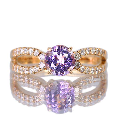 パープルタンザナイト 1.0ct ダイヤモンド 約0.3ct イエローゴールド