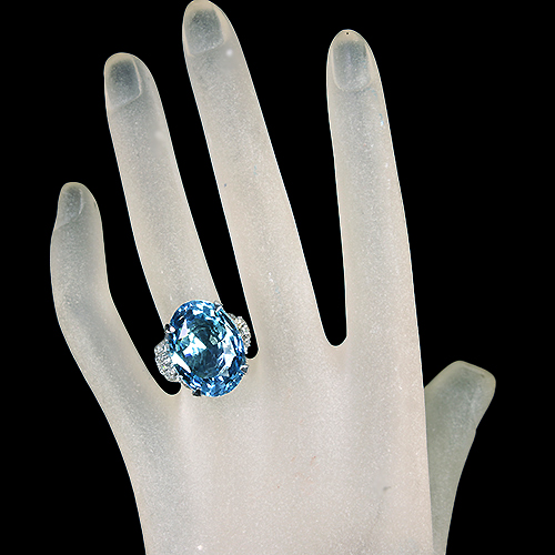 サンタマリアアクアマリン 21ct ダイヤモンド 1.0ct プラチナ リング