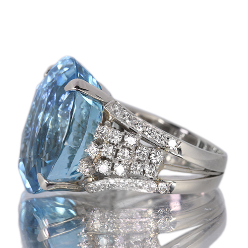 サンタマリアアクアマリン 21ct ダイヤモンド 1.0ct プラチナ リング