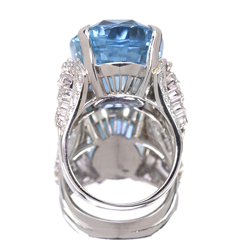 サンタマリアアクアマリン 21ct ダイヤモンド 1.0ct プラチナ リング