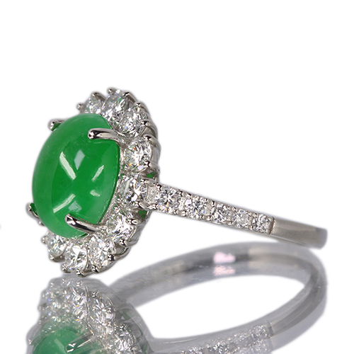 翡翠（ヒスイ） 3.1ct ダイヤモンド 1.0ct プラチナ リング(指輪