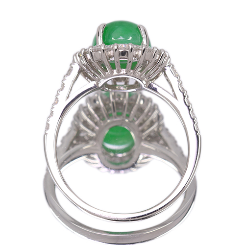 翡翠（ヒスイ） 3.1ct ダイヤモンド 1.0ct プラチナ リング(指輪