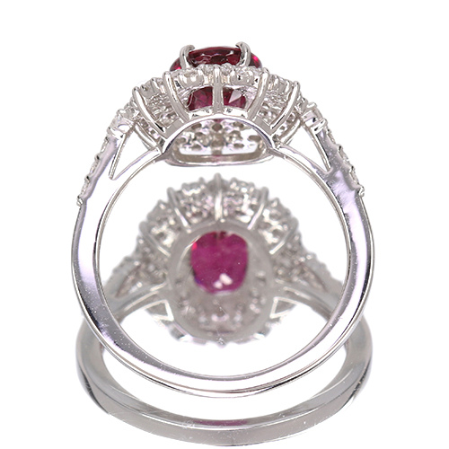 ルベライト 約1.5ct ダイヤモンド 約0.7ct プラチナ リング(指輪