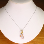 �C�G���[�E�I�����W�T�t�@�C�A ��2ct �_�C�������h 0.7ct �z���C�g�S�[���h �l�b�N���X