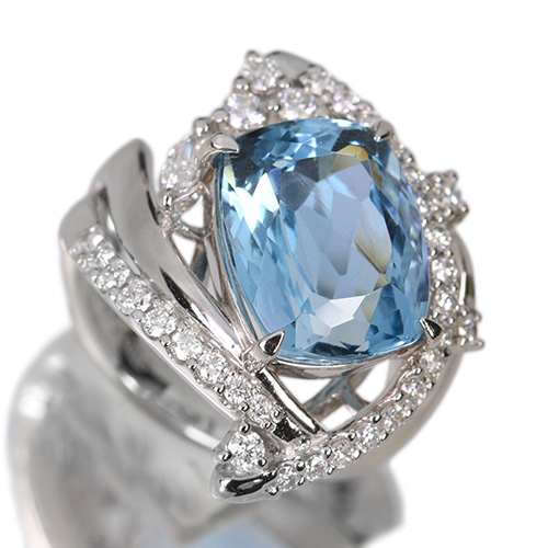 サンタマリアアクアマリン 6.2ct ダイヤモンド 約0.7ct プラチナ