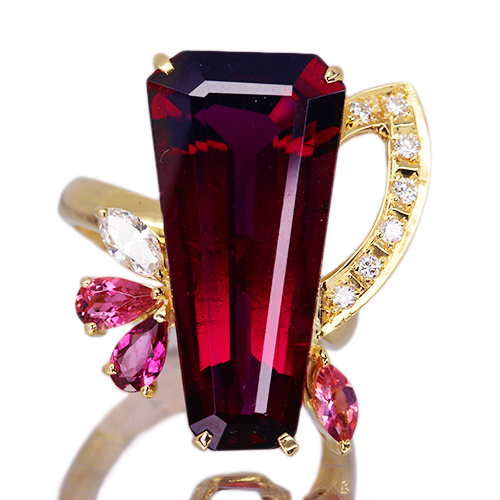 ルベライト 11.4ct ピンクトルマリン 0.5ct ダイヤモンド イエロー