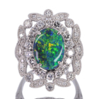 �I�[�X�g�����A���C�g�j���O���b�W�Y�u���b�N�I�p�[�� 2.0ct �_�C�������h 1.5ct �v���`�i �����O(�w��)