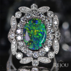 �I�[�X�g�����A���C�g�j���O���b�W�Y�u���b�N�I�p�[�� 2.0ct �_�C�������h 1.5ct �v���`�i �����O(�w��)
