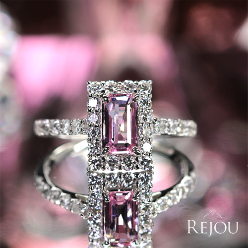 パパラチアサファイア 0.8ct ダイヤモンド 0.6ct プラチナ リング(指輪