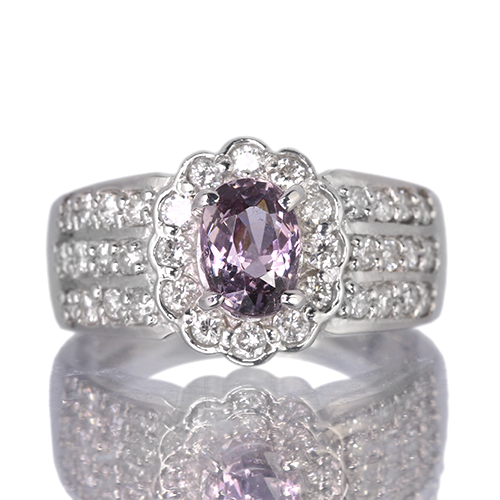 パープルスピネル 約0.9ct ダイヤモンド 0.6ct プラチナ リング(指輪