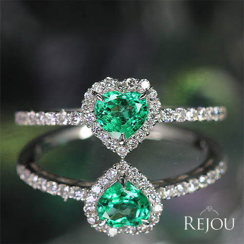 第495回抽選販売＞ハートシェイプエメラルド 約0.4ct ダイヤモンド 0.2