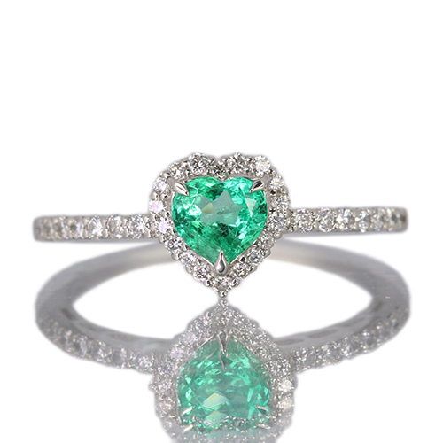 第495回抽選販売＞ハートシェイプエメラルド 約0.4ct ダイヤモンド 0.2
