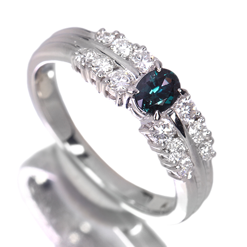 アレキサンドライト 約0.3ct ダイヤモンド 約0.4ct プラチナ リング