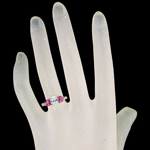 ハートシェイプルビー 0.8ct ダイヤモンド 約0.8ct/E/SI2 プラチナ