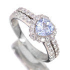 �n�[�g�V�F�C�v�T�t�@�C�A�i�A�C�X�u���[�j 0.8ct �_�C�������h 0.5ct �v���`�i �����O(�w��)